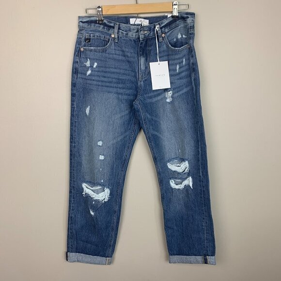 KanCan Boyfriend Medium Washed Distressed Jeans - Size 27 - NEW - Picture 1 of 8